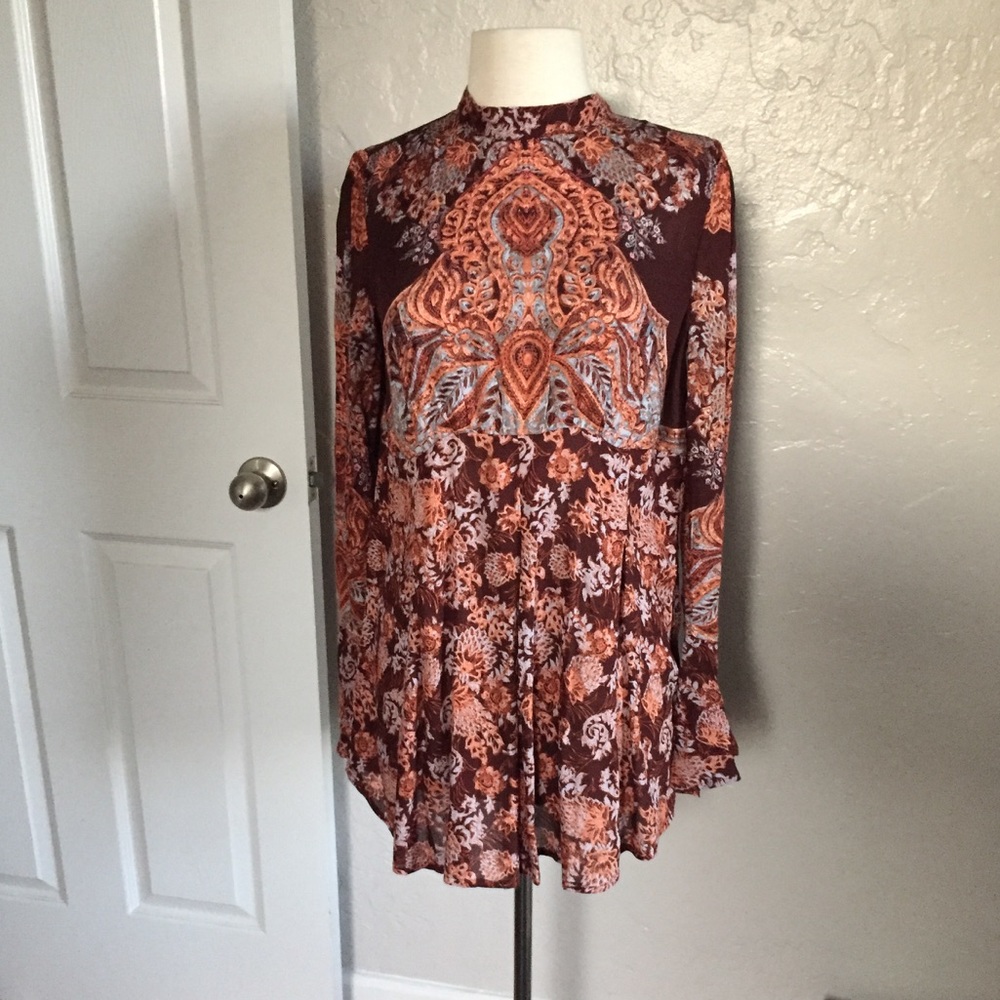 NEW! Free People 'Lady Luck' tunic-burgundy combo - Picture 2 of 7
